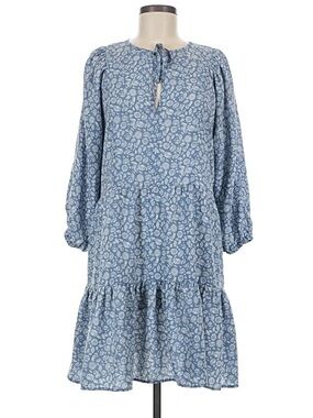 Wallpapher Sweet Blue & White Floral Country Style Midi Dress Women’s L